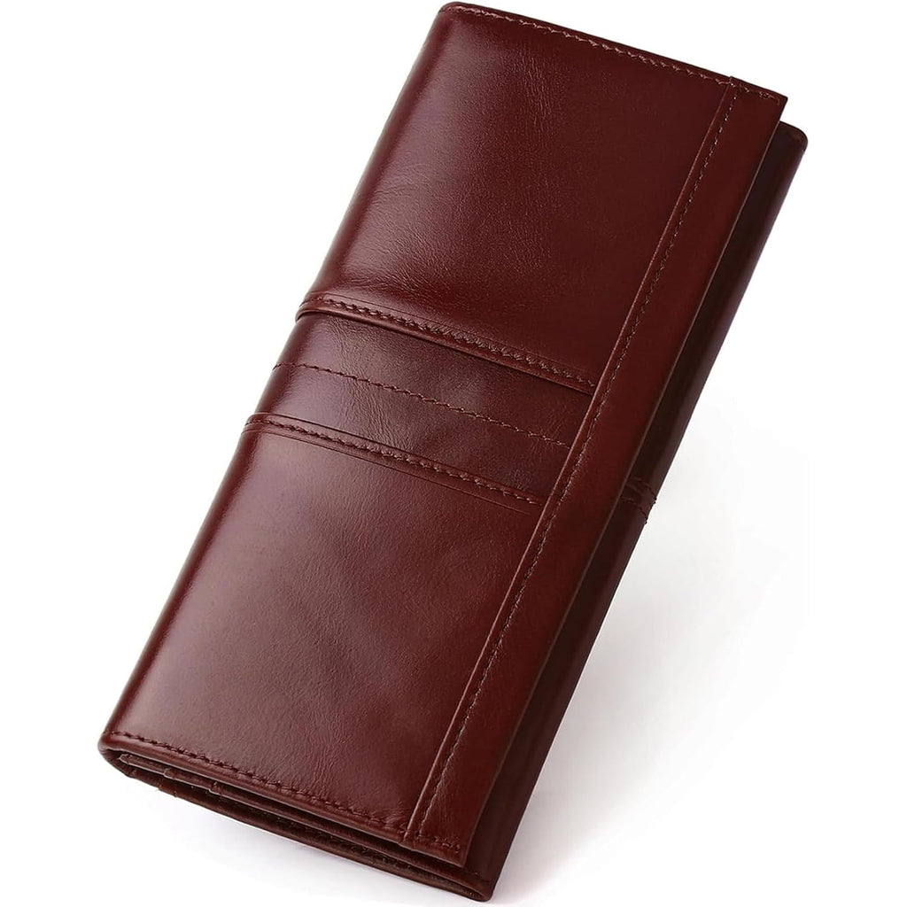 Rfid Blocking Wallets For Women Leather Long Ladies Wallet Bifold Womens Wallet With Coin Pocket Id Window,Coffee