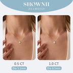 shownii Diamond Necklace Certified LAB GROWN Round Diamond Solitaire Necklaces for Women 0.5-1CT 14K Gold Plated Sterling Silver 4 Prong Solitaire Pendant Jewelry (I-J Color, SI1-VS2 Clarity)