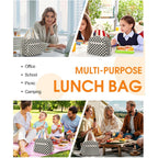 Corduroy Lunch Bag,Small Insulated Lunch Box For Women Men | Reusable Lunchbag,Cute Lunch Tote Bag,Lunchbox For Work,Corduroy Black Checkered