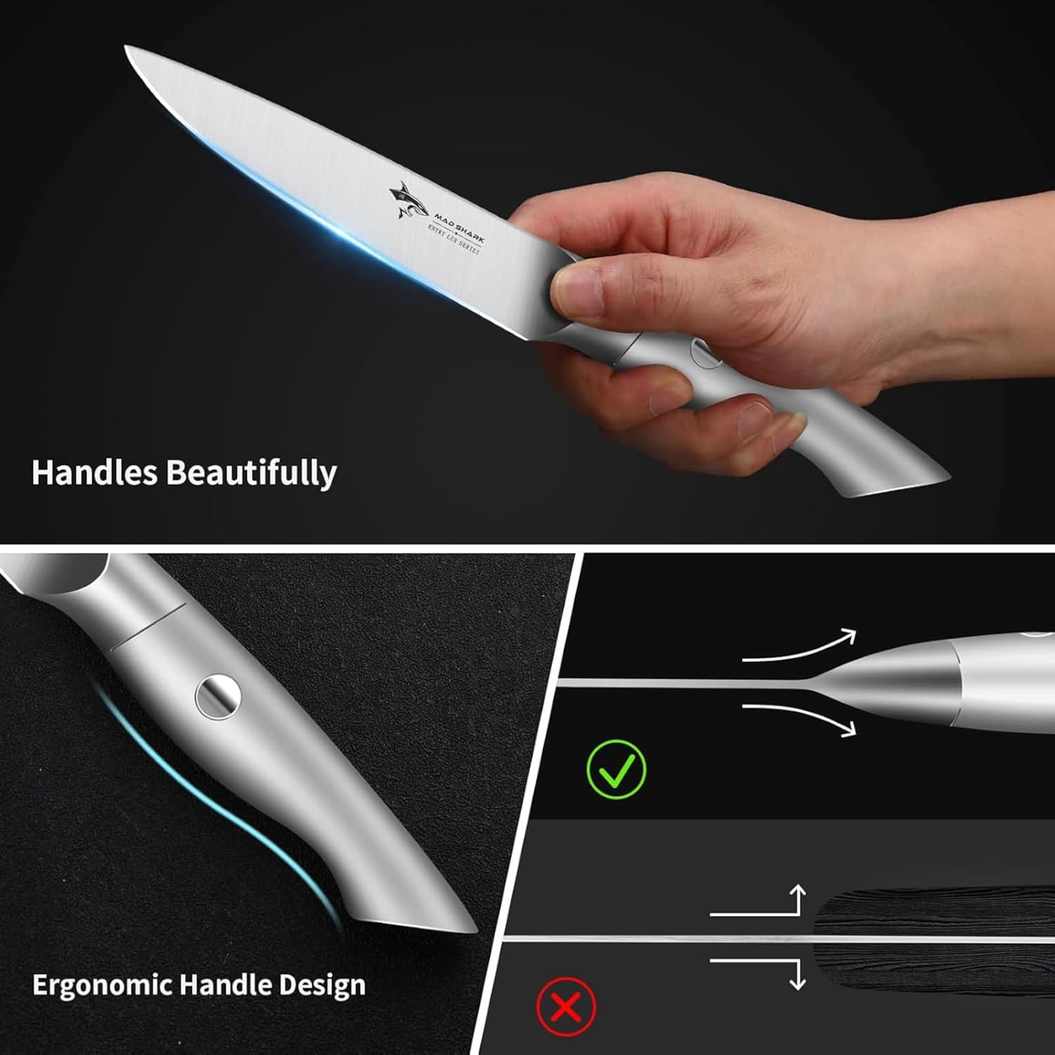 MAD SHARK Paring Knife 3.5 inch Paring Knives, Small Kitchen Knife, Ultra Sharp German Stainless Steel Vegetable Knives, Ergonomic Handle Design, Unique Gift for Men/Women