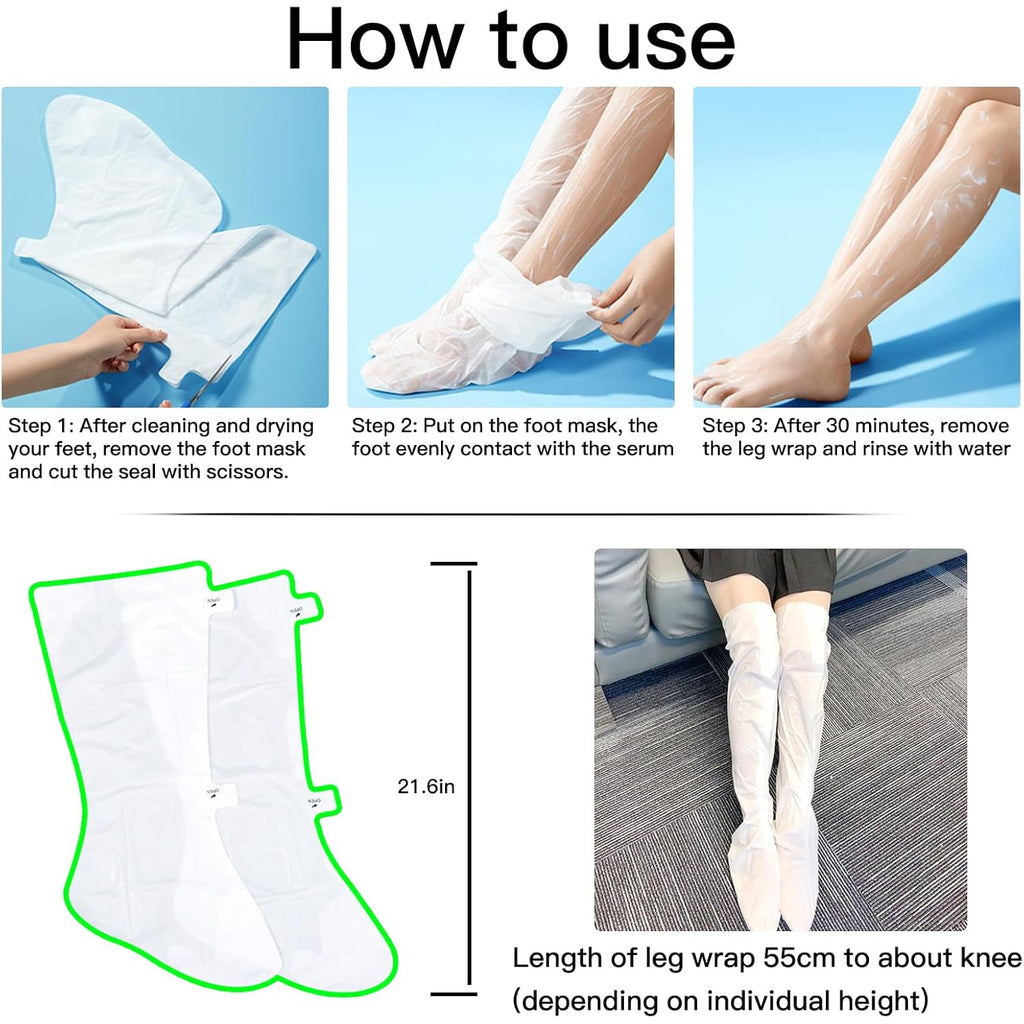 3 Pairs Hydrating Long Leg Feet Mask,Long Leg Feet Masque,Feet Peeling Mask,Moisturizing Nourishing Exfoliating Foot Mask for Women