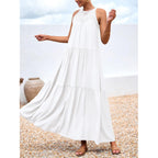 Btfbm Halter Summer Dresses For Women 2026 Casual Spring Hollow Out Sleeveless Boho Sundresses Beach Vacation Maxi Dress