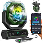 Portable Fan For Bedroom,40000Mah Rechargeable Desk Fan With Smart App Remote Control,Misting Fan With Rgb Lights,Timer,5 Speed Camping Fan For Travel,Tents,Beach,Office,Outdoor-Army Green