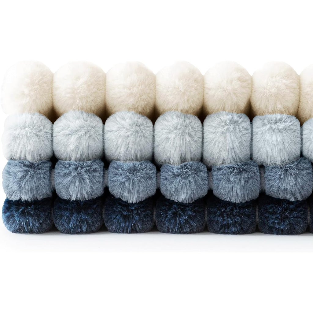 Miulee Faux Fur Plush Decorative Throw Pillow Covers 18X18 Set Of 4, Summer Modern Soft Fuzzy Coastal Striped Cushion Covers For Sofa Couch Bed Living Room Cozy Home Decor,Navy Blue