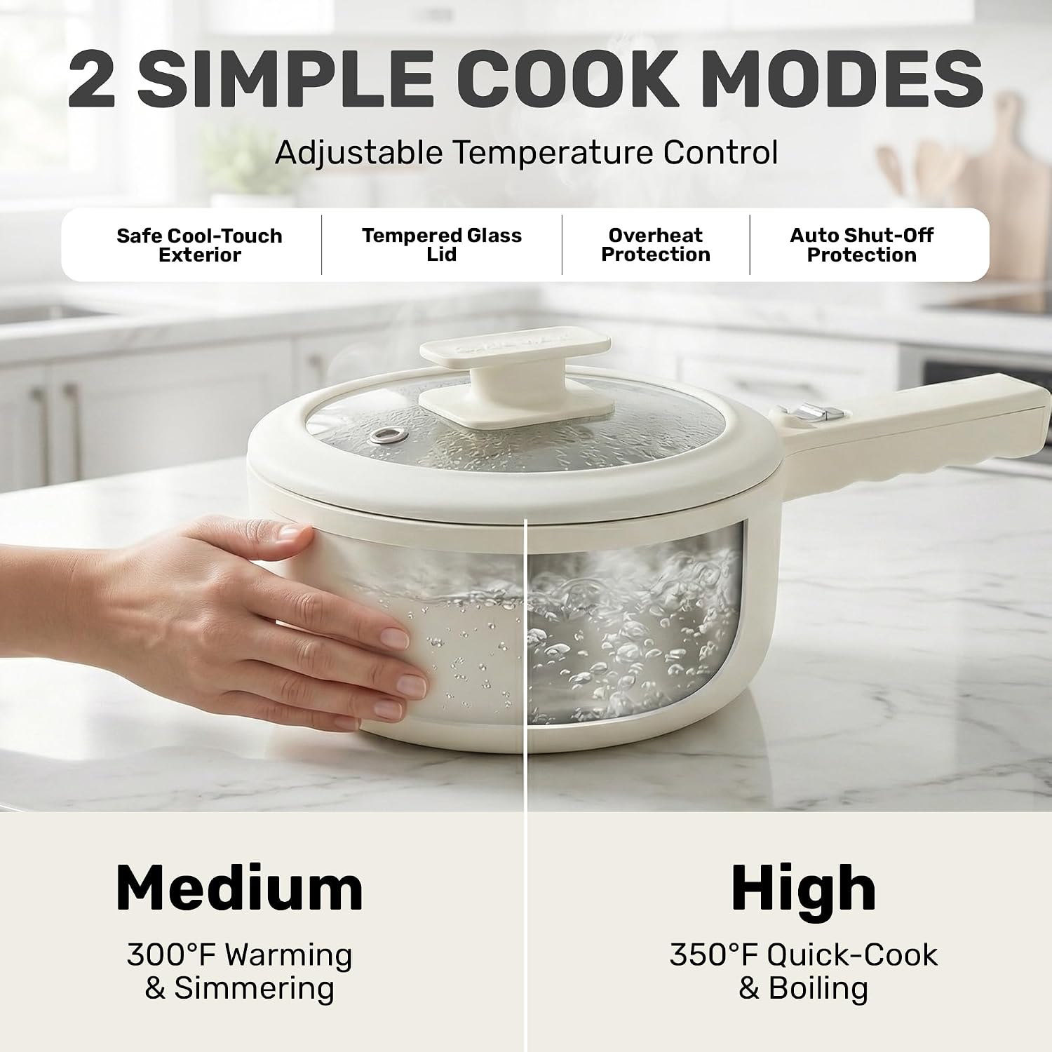 Ceramax Pro 1.5L Electric Hot Pot With Lid & Steamer | Adjustable Temp, Non Toxic Ceramic Cooker Skillet For Ramen, Eggs, Pasta For Dorms, Camping, Rv - New Improved 2026 Model