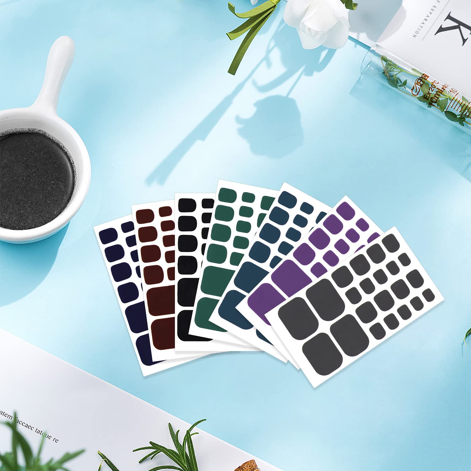 20 Sheets 440 Pcs Black Brown Toenail Polish Stickers for Women Nail Art Wraps - Full Nail Wraps for Toes