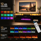 70" Tv Stand For Living Room, Modern Entertainment Center & Media Console, Fits Tvs Up To 80", Storage Cabinet With Shelves, 36" Electric Fireplace With Led Flame (All Black)