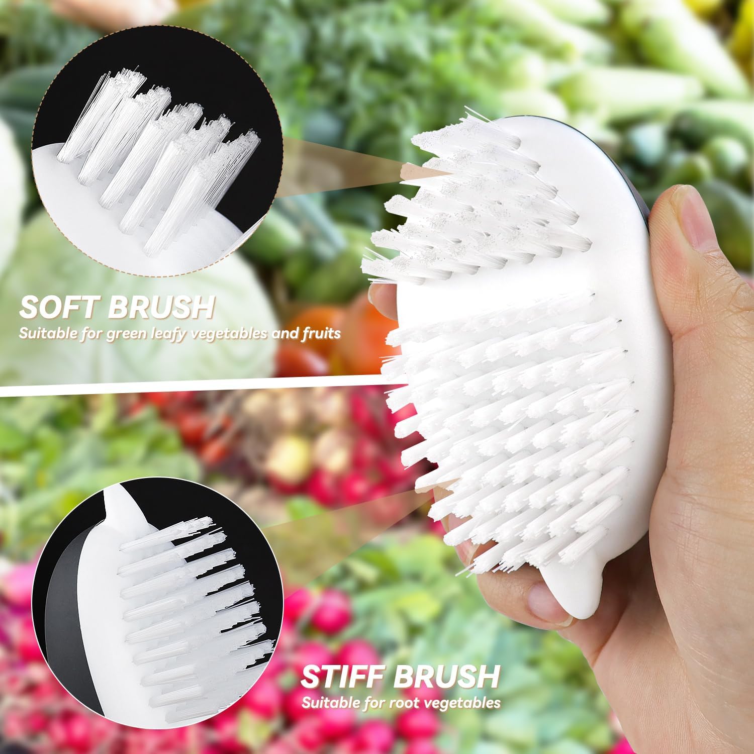 Vegetable Brush Potato Scrubber Brush Non Slip Comfortable Fruit Cleaning Tools For Washing Fruit Mushrooms Carrot Or Tough-Skinned Vegetables (1 Pack Grey)