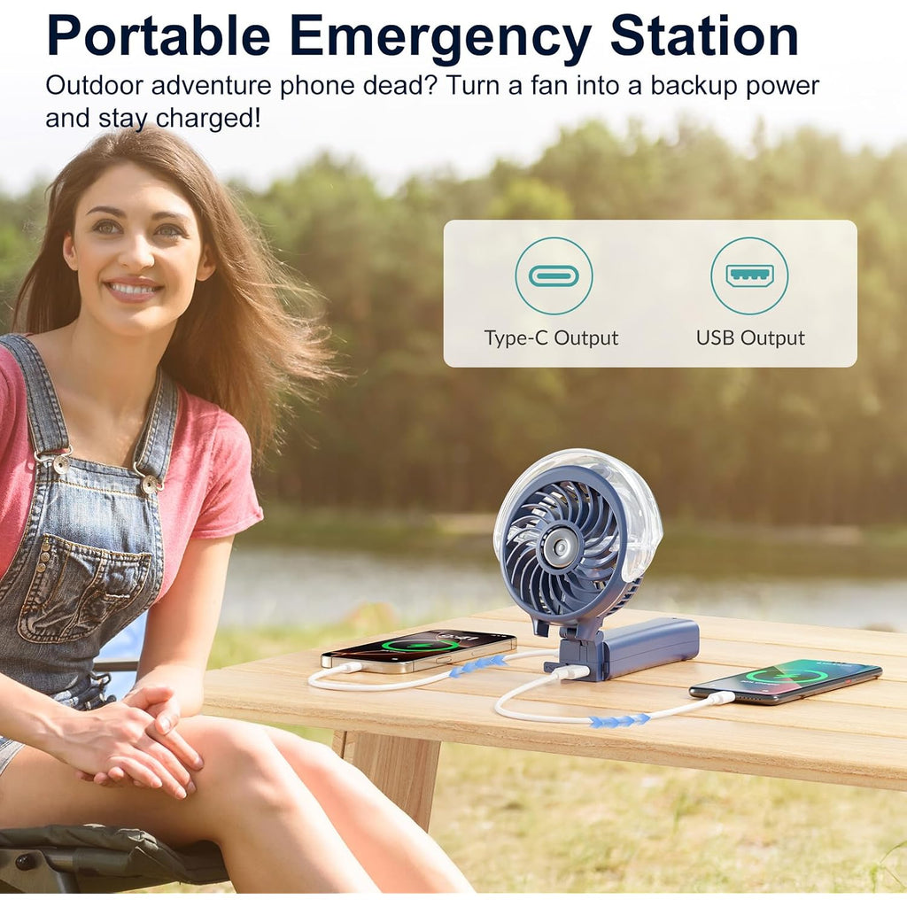 Handfan 4000Mah Upgraded Handheld Misting Fan, 50Ml Water Tank, Rechargeable Personal Mister Fan Portable Ac, Spray Water Mist Fans, Foldable Cooling Ice Fans For Beach Travel Disney(Royal Blue)