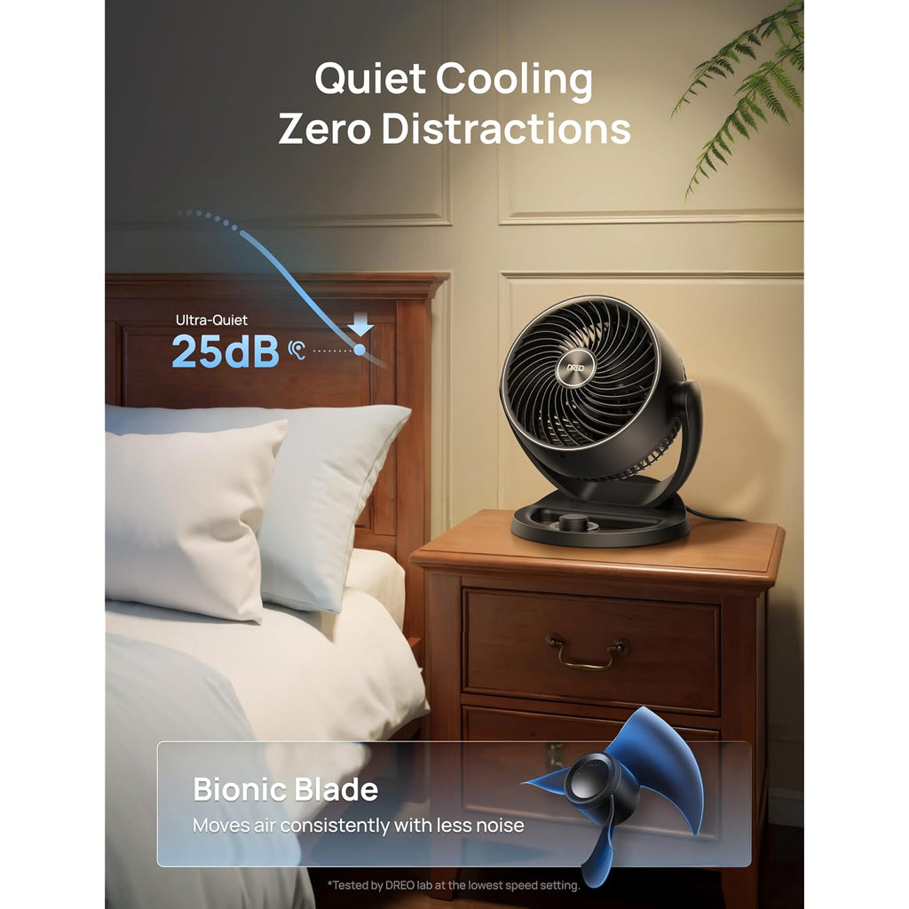 Dreo Fan For Bedroom, 12 Inches, 70Ft Powerful Airflow, 25Db Quiet Table Air Circulator Fans For Whole Room, 120° Adjustable Tilt, 3 Speeds, Desktop Fan For Home, Office, Kitchen