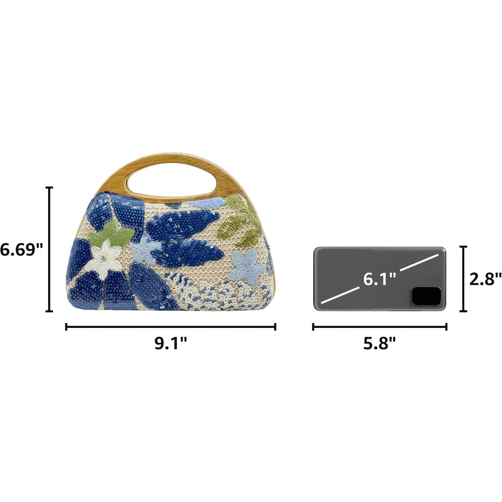 Umren Straw Clutch Handbags Women Beach Crossbody Hand-Woven Summer Purse Wallet Top Handle Evening Bag For Wedding Party
