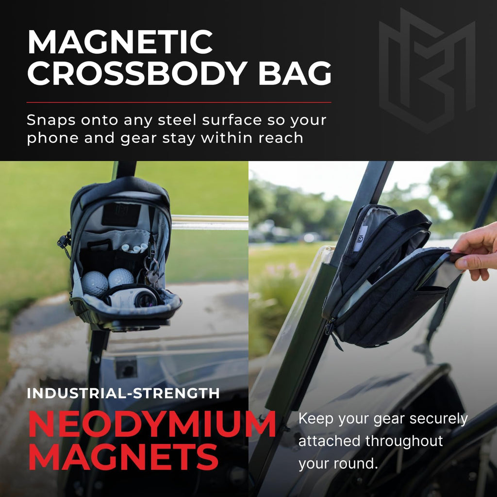 Magnetic Crossbody Sling Bag For Men & Women | Golf, Gym & Travel | Water Resistant Nylon
