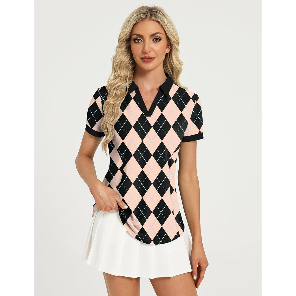 Womens Polo Shirt Golf Shirts Women Collared Shirts Short Sleeve Tee V Neck Tops