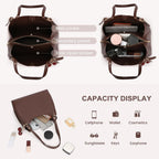 Brown Leather Tote Bag For Women Slouchy Purse Hobo Shoulder Bag Designer Handbags For Work Shopping Daily