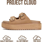 Project Cloud Platform Sandals Women - Memory Foam Insole Slides Women with Adjustable Buckle - Non Slip and Lightweight Womens Sandals 2026 (Havana)