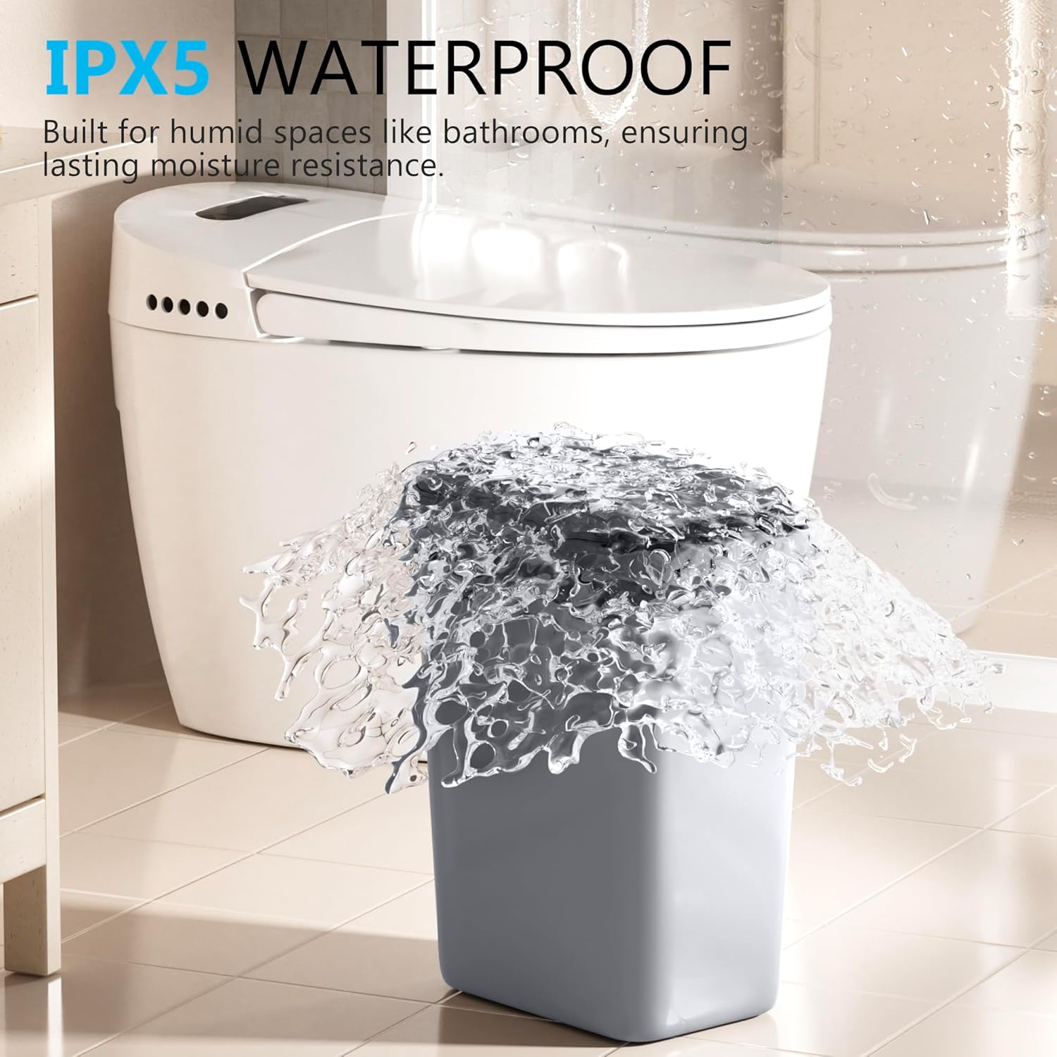 3Pack Bathroom Small Trash Can With Lid, 2.6 Gallon Touchless Automatic Garbage Can Slim Waterproof Motion Sensor Smart Trash Bin For Bedroom, Office, Living Room White/Black/Grey