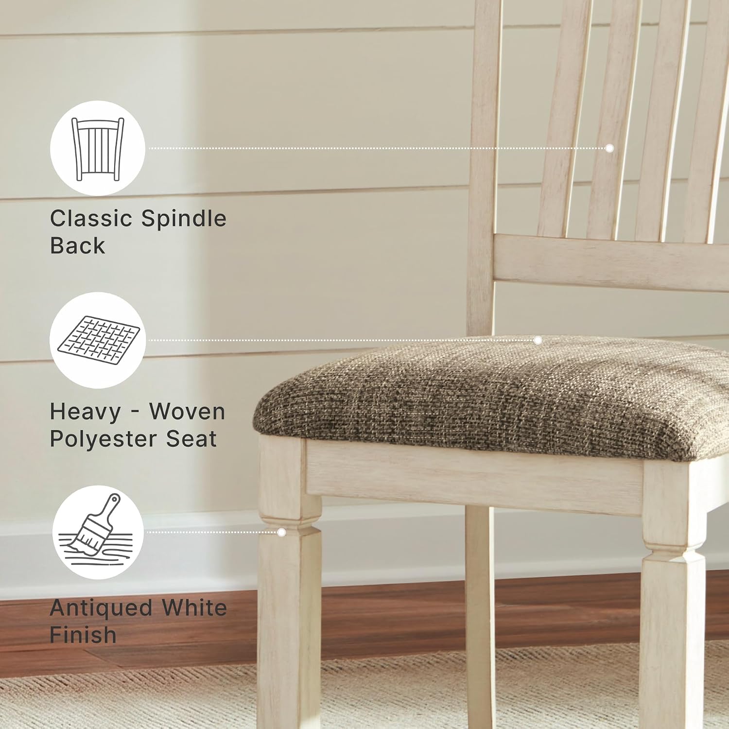 Signature Design By Ashley Bolanburg 20" Upholstered Dining Room Chair, Set Of 2, Antique White