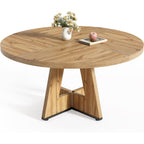 Little Tree Round Dining Table For 4-6 People, 47 Inches Dining Room Table With Wooden Pedestal Base, Modern Dinner Table, Circle Kitchen Tables For Dining Room, Kitchen, Living Room(Table Only)