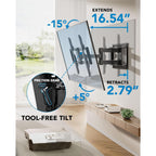 Pipishell Full Motion Tv Wall Mount For 42-85 Inch Led Tvs Up To 132Lbs, Fits 65 75 Inch Swivel Tv Mount Bracket With Articulating Arms, Max Vesa 600X400Mm, Fits 12” 16" Wood Studs