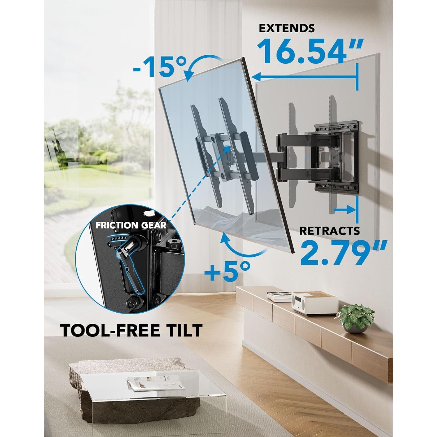 Pipishell Full Motion Tv Wall Mount For 42-85 Inch Led Tvs Up To 132Lbs, Fits 65 75 Inch Swivel Tv Mount Bracket With Articulating Arms, Max Vesa 600X400Mm, Fits 12” 16" Wood Studs