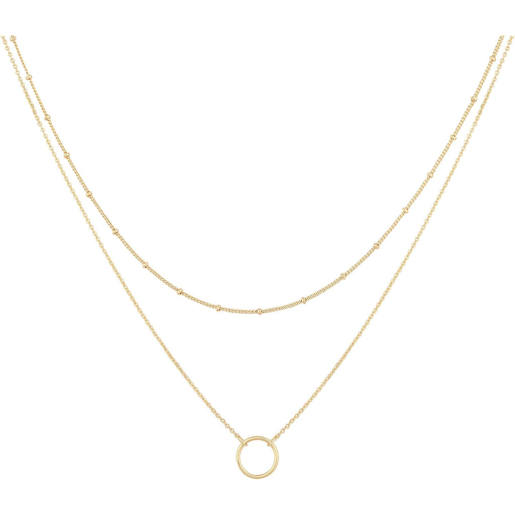 MEVECCO Layered Heart Necklace Pendant Handmade 18k Gold Plated Dainty Gold Choker Arrow Bar Layering Long Necklace for Women
