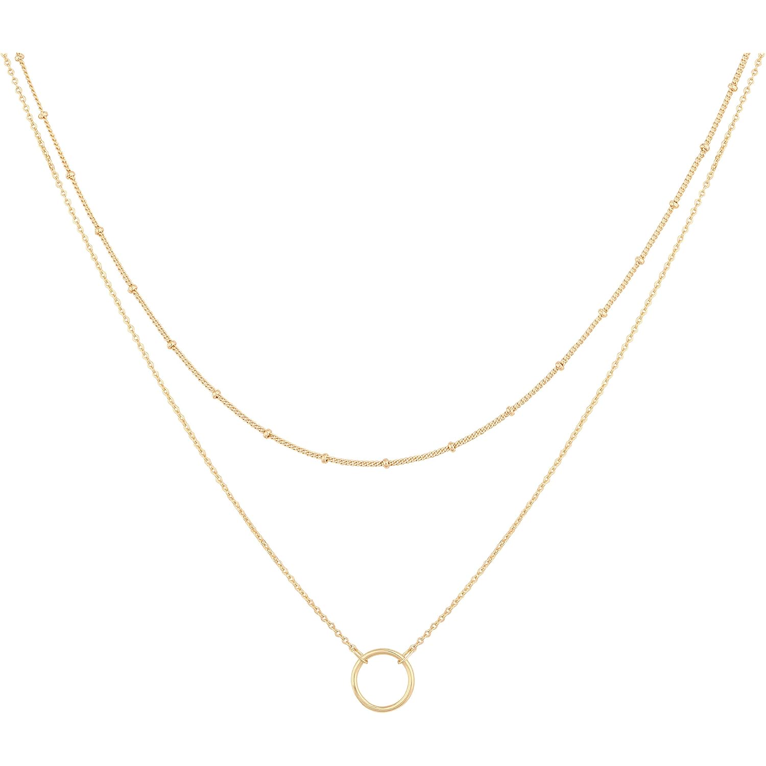 MEVECCO Layered Heart Necklace Pendant Handmade 18k Gold Plated Dainty Gold Choker Arrow Bar Layering Long Necklace for Women