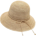 Koradi Women Raffia Beach Hat Natural Raffia Straw Bucket Hat Handwoven Foldable Sun Hats Wide Brim Summer Travel Cap