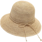 Koradi Women Raffia Beach Hat Natural Raffia Straw Bucket Hat Handwoven Foldable Sun Hats Wide Brim Summer Travel Cap