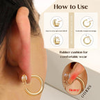 THUNARAZ 9 Pairs Clip on Earrings for Women 14K Gold Plated Chunky Hoop Clips Earring Trendy Clip on Hoop Earrings for Women Non-Pierced Fake Jewelry