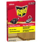 Raid Double Control Small Roach Baits, Plus Egg Stoppers, Child Resistant, For Indoor Use, Kills Roaches For 3 Months, 12 Count