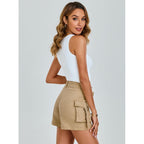Cargo Shorts for Women Trendy High Wasited Casual Summer Stretchy Utility Cut Off Shorts with Pockets
