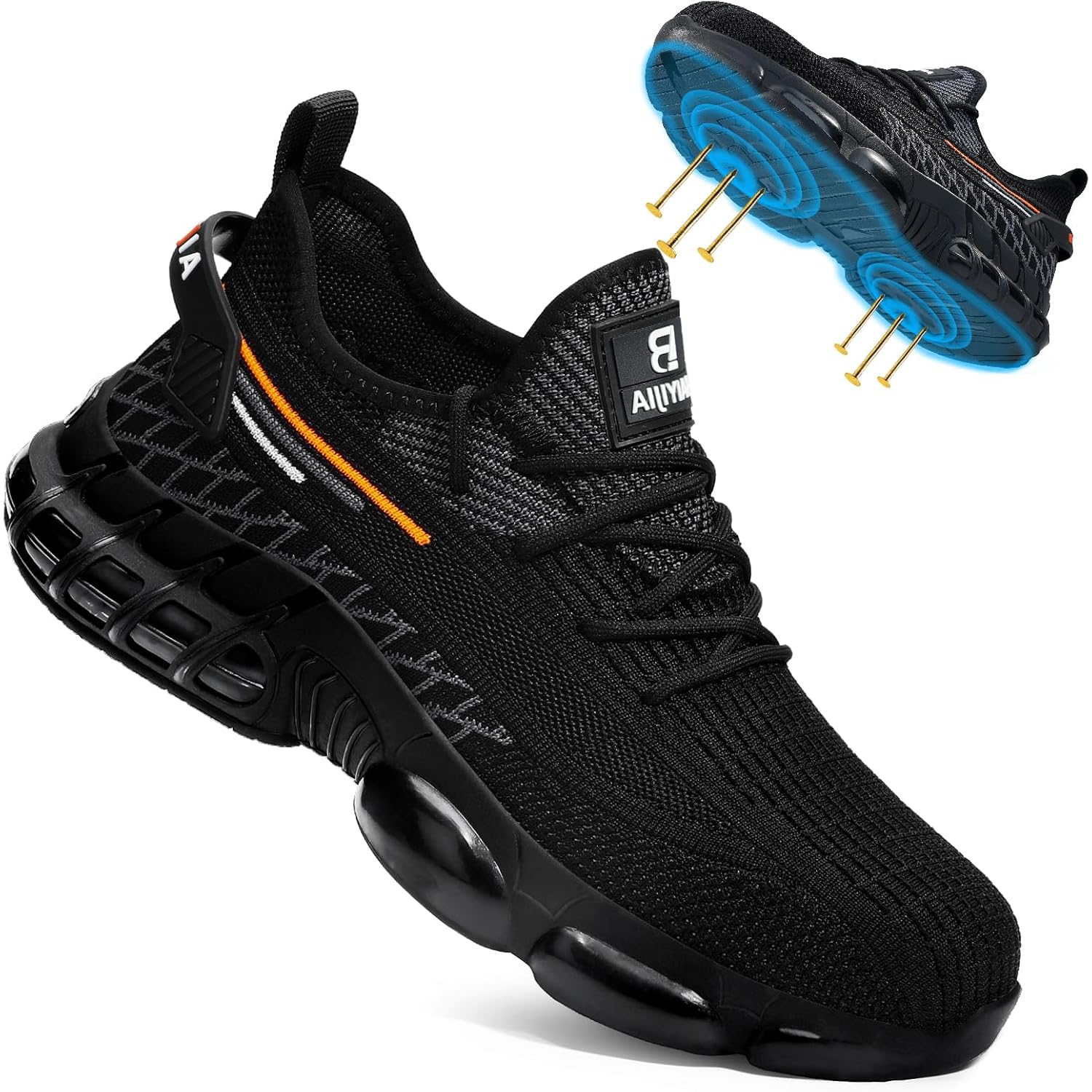 Steel Toe Work Shoes For Men Lightweight Safety Shoes With Puncture Resistant Sole Comfortable Construction Industrial Work Shoe For Warehouse