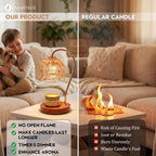 Funistree Candle Warmer Lamp Gift Set with 3 Jar Candles & Gift Box, Gifts for Women Mothers Day Birthday, Mom Sister Friend Gift, Lavender, Vanilla, Ebony, 2 Bulbs