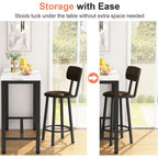 Awqm 3 Piece Bar Table Set Of 2,39.3" Pub Bar Table And Chairs Set,Faux Marble Bar Height Table With 2 Backrest Stools,Small Dining Table For 2,Kitchen Table Set For Small Space,White & Brown