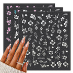 MUIIGOOD Flower Nail Stickers 10 Sheets Hibiscus Nail Decals White Pink Golden Clear Silver Decals Nail Art Decorations Nail Decals Nail Art Supplies Nail Designs for Women Manicure Tips