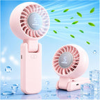 Zozoo Portable Handheld Fan, 5 Gear High Speed, Rechargeable Mini Personal Hand Fan, Up To 14 Working Hours, 3 In 1 For Travel, Beach Vacation, Camping, Gifts For Women, (Pink)