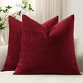Throw Pillow Covers 18X18 Wine Red: Pack Of 2 Cozy Soft Velvet Square Modern Luxury Decorative Throw Pillow Cases For Christmas Sofa Couch Living Room Bed Home Decor
