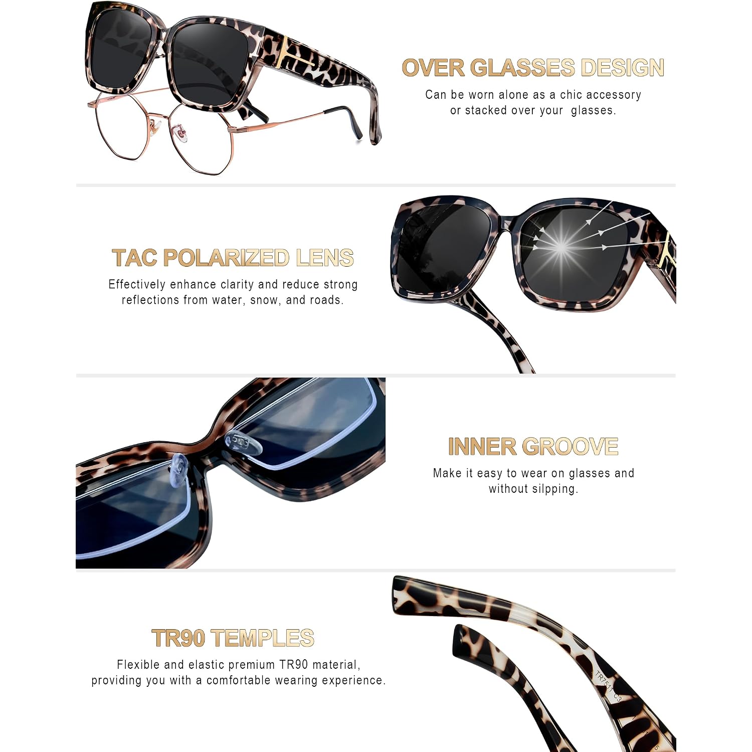 Kanastal Oversized Over Glasses Sunglasses For Women Men Square Fit Over Polarized Sun Glasses Uv400