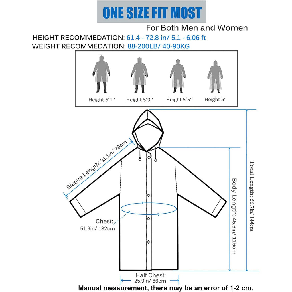 Hlkzone Raincoat, 2 Pack Rain Ponchos For Adults Travel Rain Jacket Packable Rain Coats For Women With Drawstring Hood