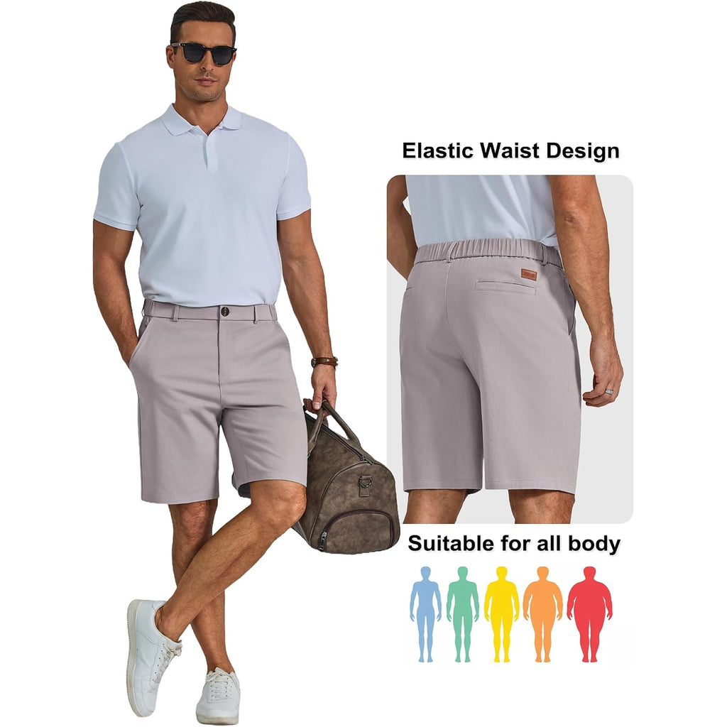 Coofandy Mens Shorts Casual 9" Lightweight Cotton Comfort Stretch Dress Shots Summer Beach With Pockets