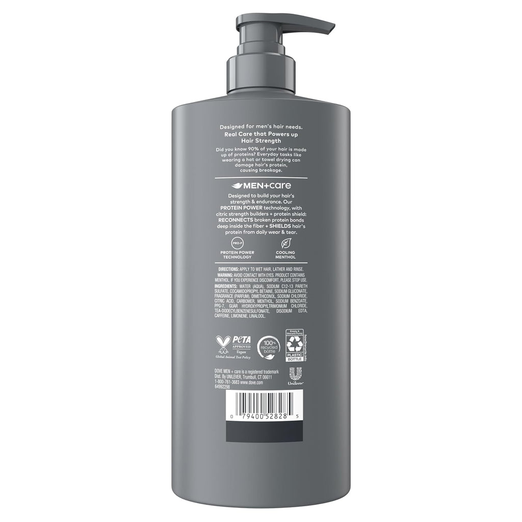 Dove Men + Care Shampoo 1 Count Fresh + Clean For Hair Refreshing & Strengthening, With Menthol, 28 Fl Oz