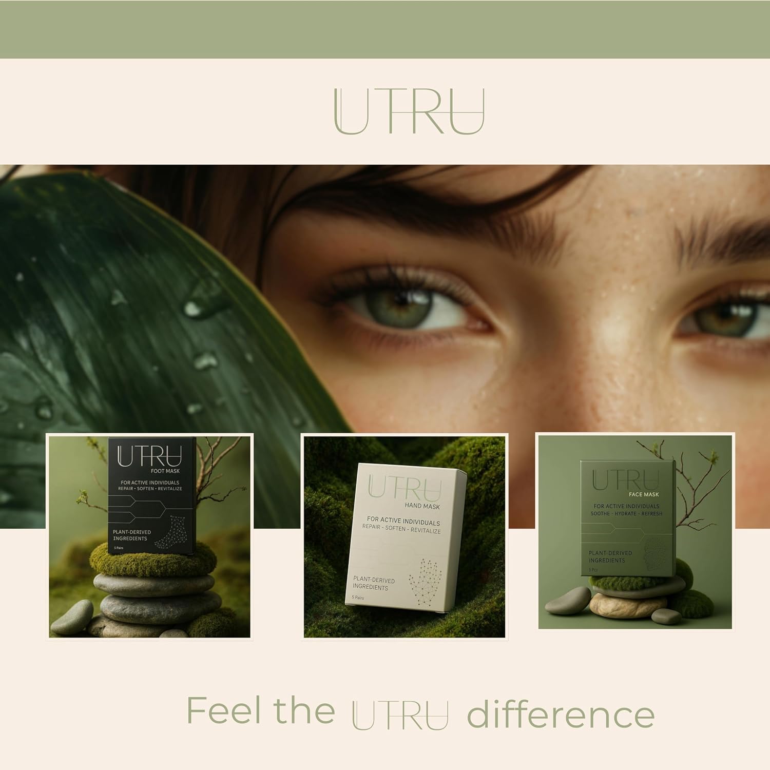 Hand Sheet Mask for Active Individuals, Repair and Soften, Plant-Derived Ingredients, 5 Pairs