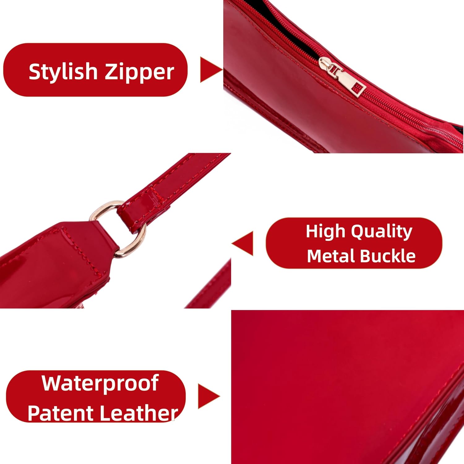 Shoulder Bag For Women, Small Under The Arm Patent Leather Purses, Mini Clutch Y2K Jelly Handbag Crossbody Bags
