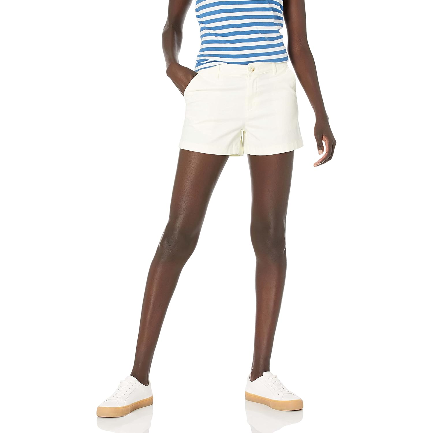 Women's Mid-Rise Slim-Fit 3.5 Inch Inseam Khaki Shorts