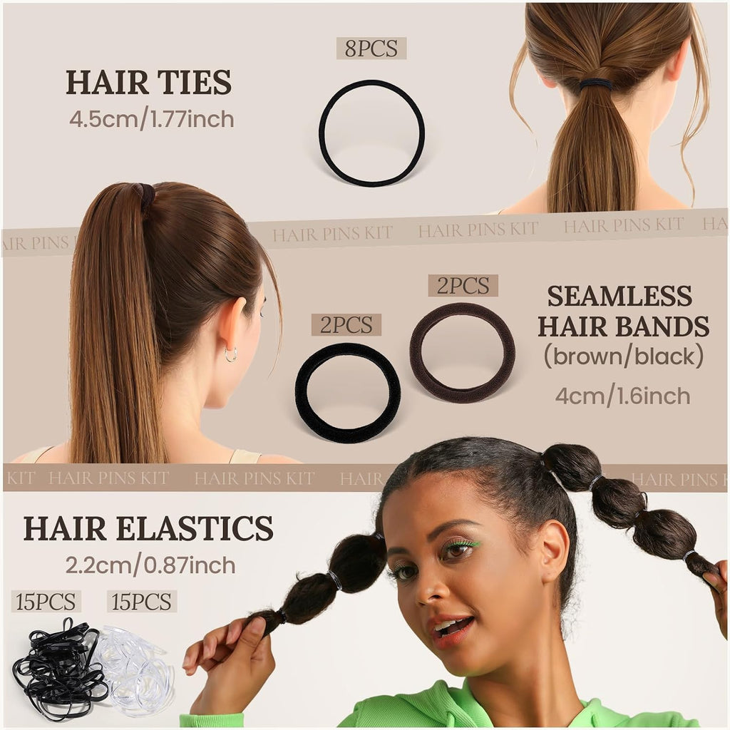 Teenitor 163Psc Hair Accessories Kit, Bobby Pins Hair Pins Hair Net Hair Clips And Hair Ties Hair Bands, Hair Kit For Dances Ballet Competition With Hair Accessories Organizer