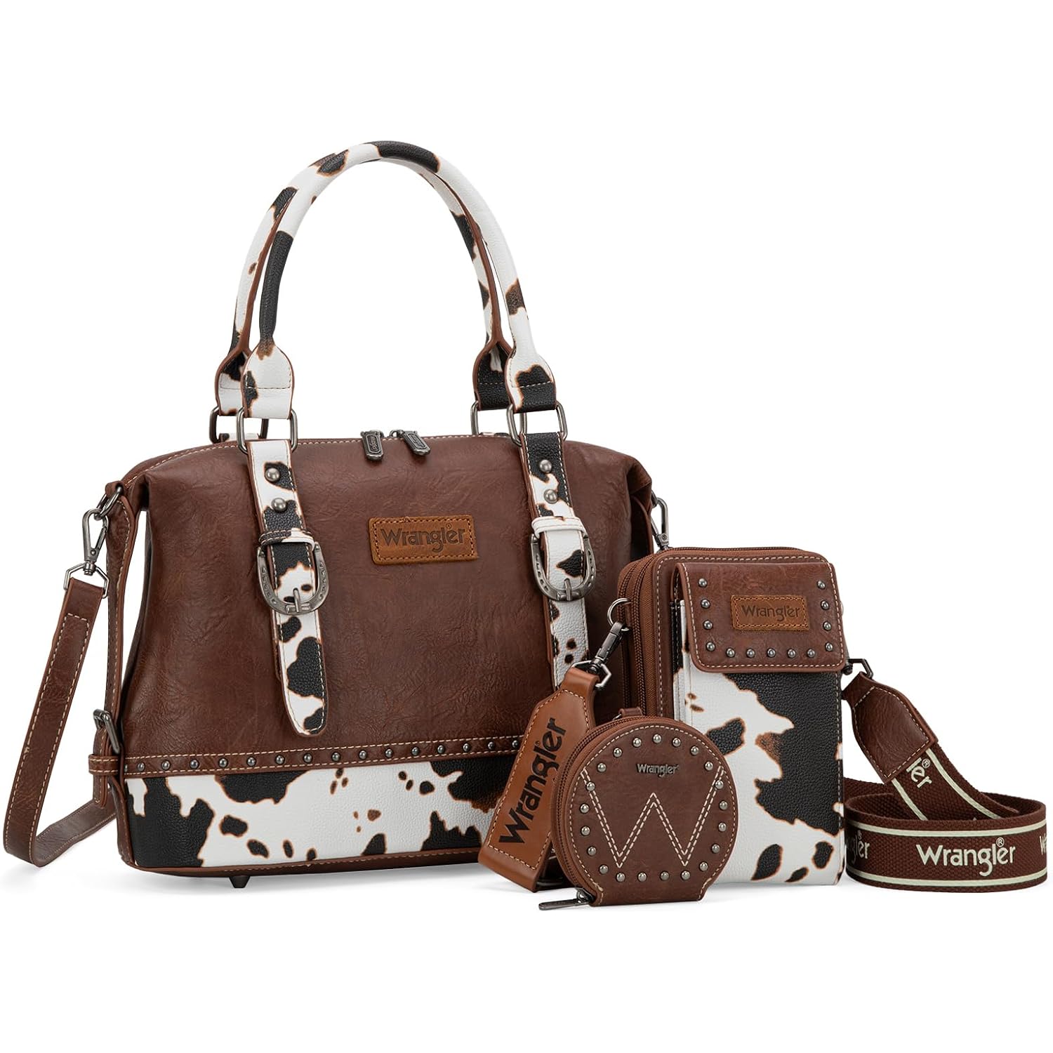 Wrangler 3Pcs Doctor Bag Sets for Women Top-handle Satchel Bag with Cell Phone Handbag and Coin Purse