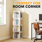 Spaceaid 4 Tier Rotating Bookshelf Tower, Spinning Bookcase Lazy Susan, Revolving 360 Book Shelf Storage Round Carousel, Vertical Rotate Turning Spiral Corner Organizer, White