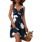 Ourin Women'S Spring Deep V Neck Sleeveless Floral Sundresses With Pockets Flowy Summer Dresses For Women