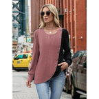 MixShe Womens Knit Sweaters 2026 Fall Winter Casual Long Sleeve Ribbed Colorblock Button Pullover Tops