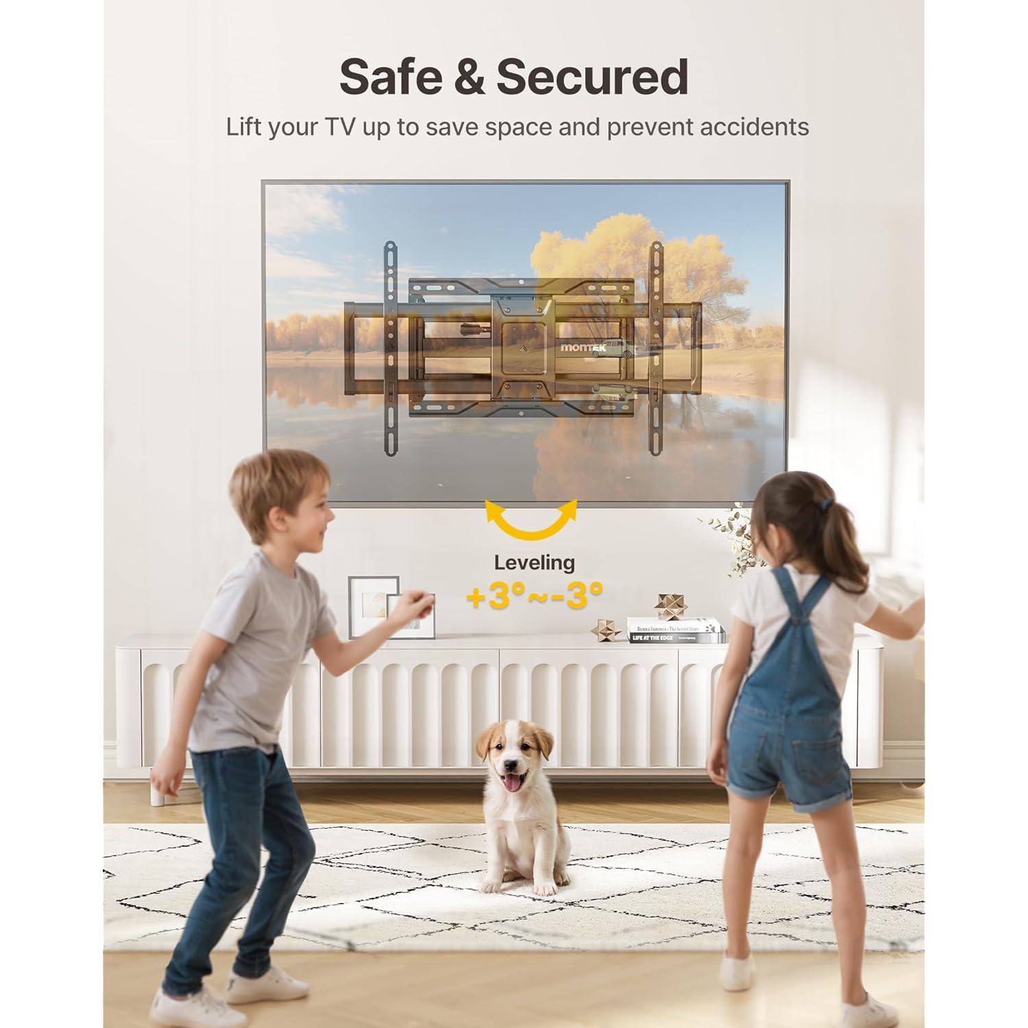 monTEK Heavy Duty TV Wall Mount for 37-90 inch TV up to 165lbs, 4X Load Tested, Full Motion with Dual Articulating Arms, Tool-Free Tilt, Swivel & Extend, VESA 200x100 to 600x400, Fits 12“/16" Studs